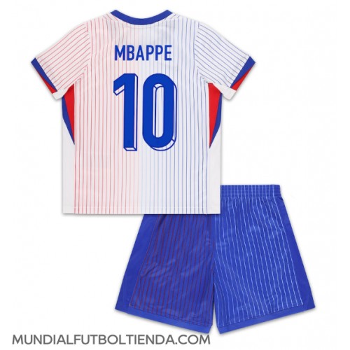 Camiseta Francia Kylian Mbappe #10 Segunda Equipación Replica Eurocopa 2024 para niños mangas cortas (+ Pantalones cortos)